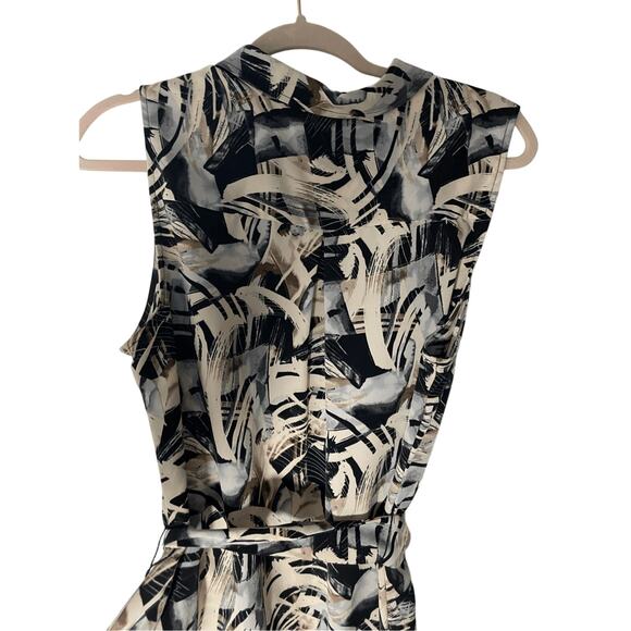 Dana Buchman Tribal Print Front Button Up Novelty Cocktail Dress Coastal Preppy - Picture 4 of 6